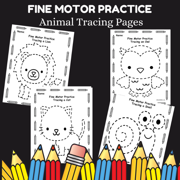 Free Fine Motor Practice- Animal Tracing Page Printables by JDaniel4's Mom