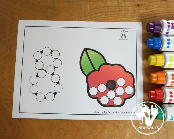 Poppy Dot the Number & Counting: - Numbers 0 to 20 with dot marker numbers and dots on the poppy to count. - 3Dinosaurs.com