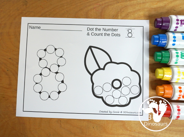 Poppy Dot the Number & Counting: - Numbers 0 to 20 with dot marker numbers and dots on the poppy to count. - 3Dinosaurs.com