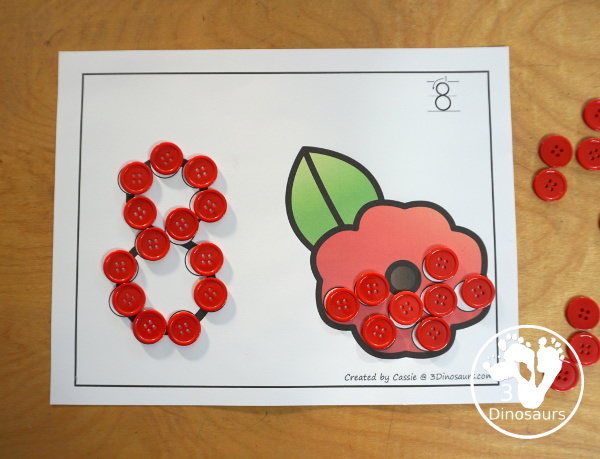 Poppy Dot the Number & Counting: - Numbers 0 to 20 with dot marker numbers and dots on the poppy to count. - 3Dinosaurs.com