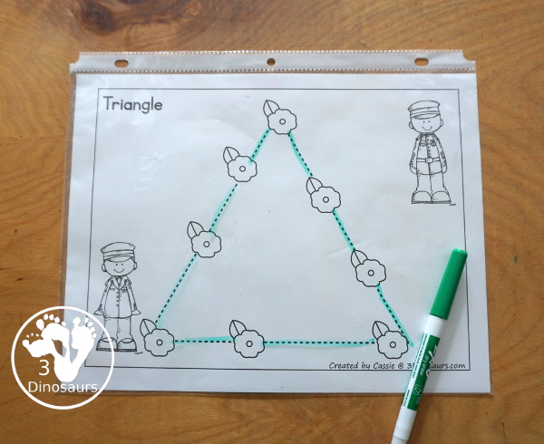 Free Poppy Shape Tracing Printable - has 12 shapes for kids to trace and color the poppies on the shapes. A great Veteran's Day shape printable for kids working on fine motor skills and shapes. - 3Dinosaurs.com