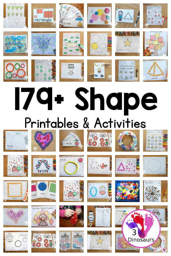 179+ Shape Printable & Activities - with shape packs, no-prep shape printables, shape puzzles, shapes shorting, shape crafts, - 3Dinosaurs.com