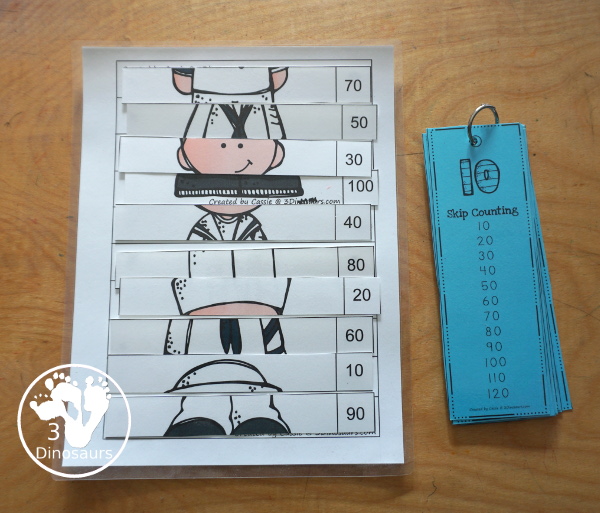 Free Veteran's Day Skip Counting Puzzles: Skip Count by 2, 5, 10 & 11 - fun skip counting puzzles with military people in the puzzles and an easy way to work on skip counting.  - 3Dinosaurs.com