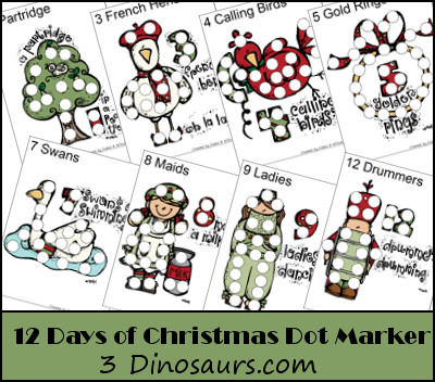 Free 12 Days of Christmas Dot Marker Page - 3Dinosaurs.com
