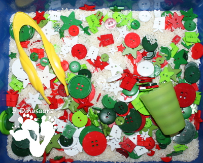 Christmas Button Sensory Bin by 3Dinosaurs.com