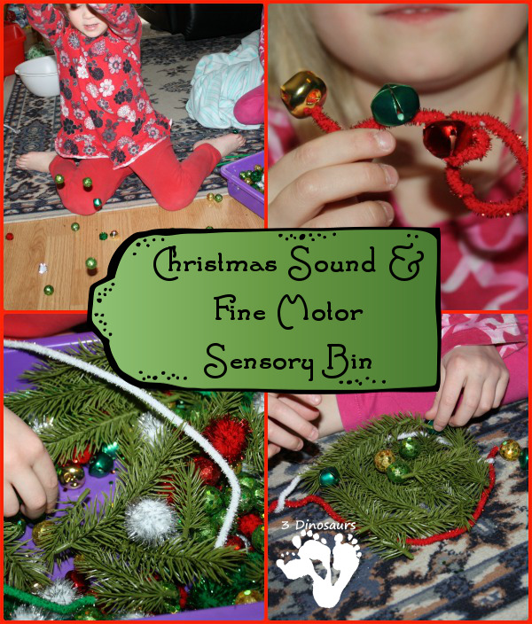 Christmas Sound & Fine Motor Sensory Bin by 3Dinosaurs.com