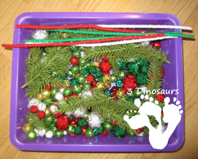 Christmas Sound & Fine Motor Sensory Bin by 3Dinosaurs.com