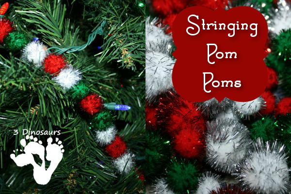 Stringing Pom Poms - 3Dinosaurs.com