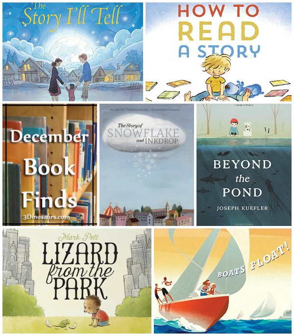 December 2015 Book Finds: boats, adoption, dinosaurs, imagination, reading books, snow. - 3Dinosaurs.com