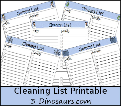 Monthly Goals January 2016 Plus FREE Monthly Cleaning Chart Printable - 3Dinosaurs.com