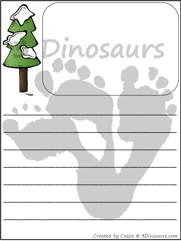 Free Winter Themed Writing Paper - 3Dinosaurs.com