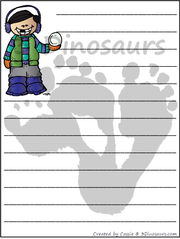 Free Winter Themed Writing Paper - 3Dinosaurs.com