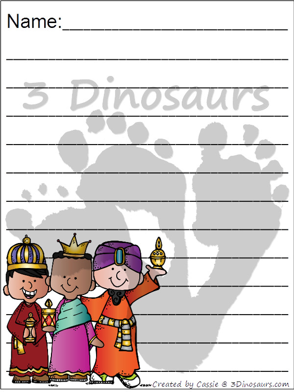 Free Nativity Themed Writing Paper For Kids - 6 different Nativity themes to pick from - 3Dinosaurs.com