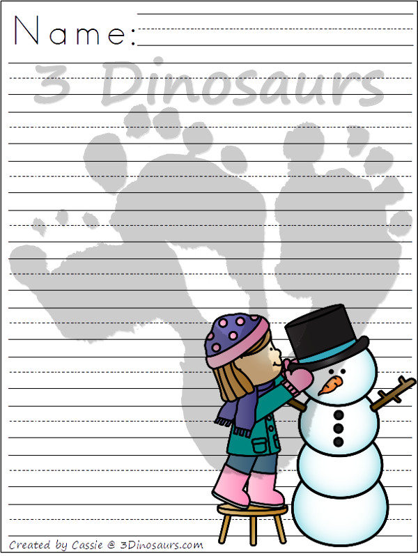 FREE Fun Kids Winter Activities Writing Paper - 6 different winter activities to pick from - 3Dinosaurs.com