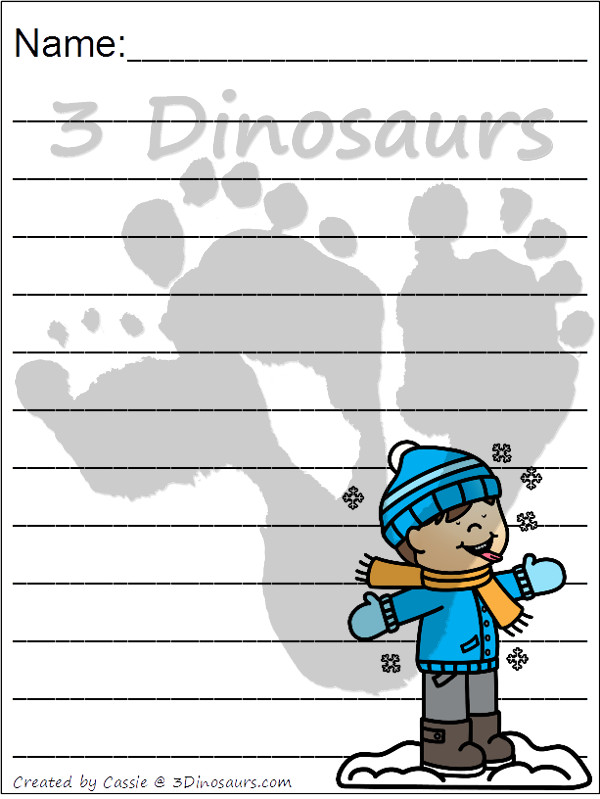 FREE Fun Kids Winter Activities Writing Paper - 6 different winter activities to pick from - 3Dinosaurs.com