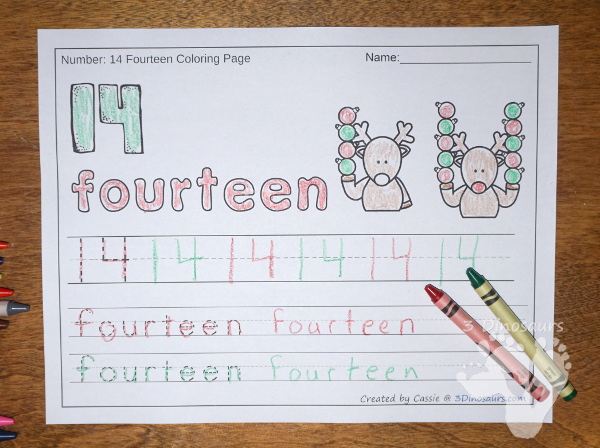 No-Prep Christmas Themed Number Color and Trace - easy no-prep printables with 3 fun themes: Christmas, gingerbread and reindeer theme. Each has 44 pages with two options for the numbers tracing or writing $ - 3Dinosaurs.com #noprepprintable #christmasprintables #numbersforkids