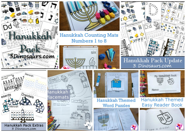 20+ Hanukkah Activities & Printables - sensory bins, crafts, printables and more on 3Dinosaurs.com