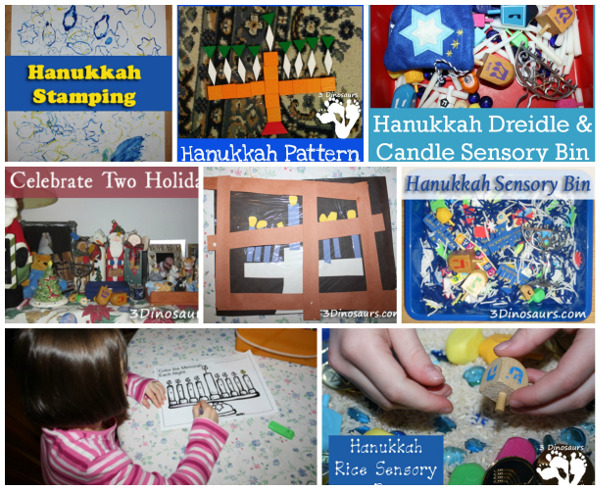 27+ Hanukkah Activities & Printables - sensory bins, crafts, printables and more on 3Dinosaurs.com