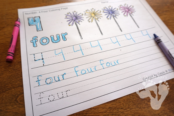 No-Prep New Year's Themed Number Color and Trace - easy no-prep printables to work on numbers. Each has 44 pages with two options for the numbers tracing or writing $ - 3Dinosaurs.com #noprepprintable #newyearsprintables #numbersforkids
