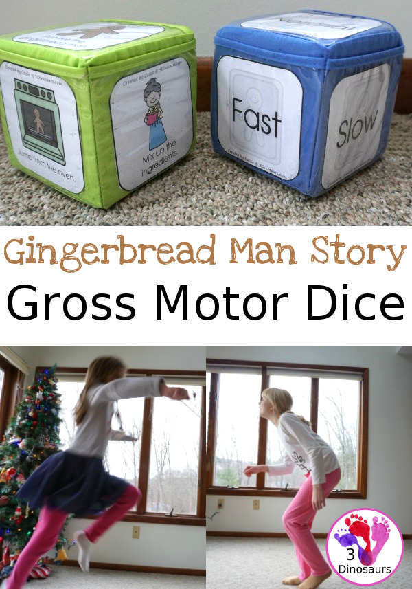 Free Run Run As Fast As You Can With The Gingerbread Man Gross Motor Dice - 6 movements and a speed dice included and goes great with almost all gingerbread man stories - 3Dinosaurs.com