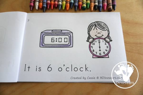 Free Hourly Telling Time Easy Reader Book - A great way to work on hourly time with reading and seeing the digital and analog clocks. There is also a version with fill in the digital clock and analog clocks. - 3Dinosaurs.com