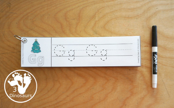 Free Christmas Tree Theme ABC Tracing Strips - with uppercase and lowercase together. You have fun kids with a Christmas Tree plus you can see an example of how to trace the letters - 3Dinosaurs.com