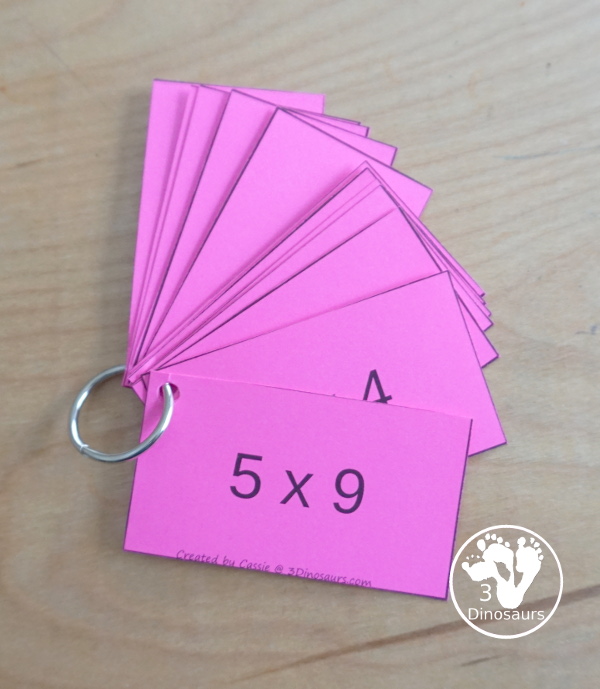 Free Multiplication Flashcards Printable With Answers - multiplication from 1 to 12 with answers you can print on the back of the cards. All the equations for one number on one page. - 3Dinosaurs.com