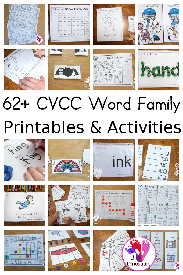 CVCC Word Family Activities & Printables on 3Dinosaurs.com