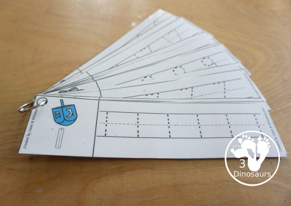 Free Hanukkah Number Tracing Strips - with numbers 0 to 20. You can trace the numbers and an example of how to trace the numbers on the strips, plus Hanukkah items on each tracing strip. - 3Dinosaurs.com