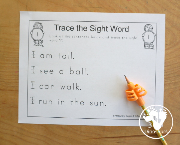 Free Romping & Roaring Preprimer Sight Words Packs Set 3: Help, Here, I, In- 6 pages of activities for each preprimer sight words: help, here, I, in. These are great for easy to use learning centers - 3Dinosaurs.com