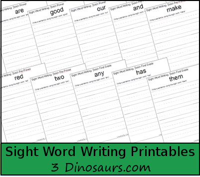 Free Sight Word Writing Printables - 3Dinosaurs.com