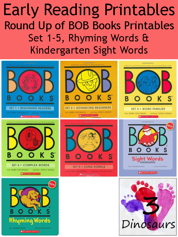 BOB Books Printables from 3 Dinosaurs