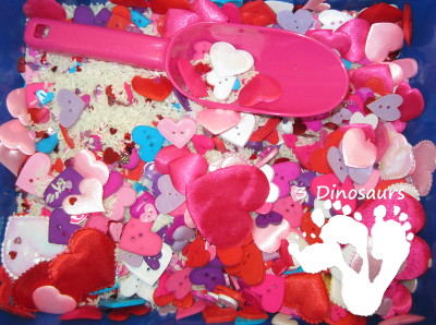 Valentines Heart Sensory Bin - 3Dinosaurs.com