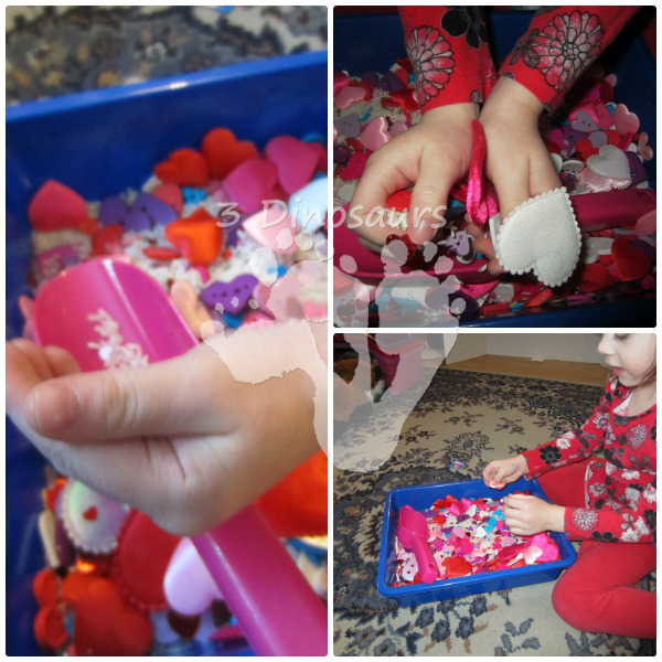 Valentines Heart Sensory Bin - 3Dinosaurs.com