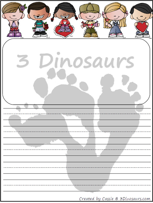 Free Valentines Writing Paper Printable - 3Dinosaurs.com