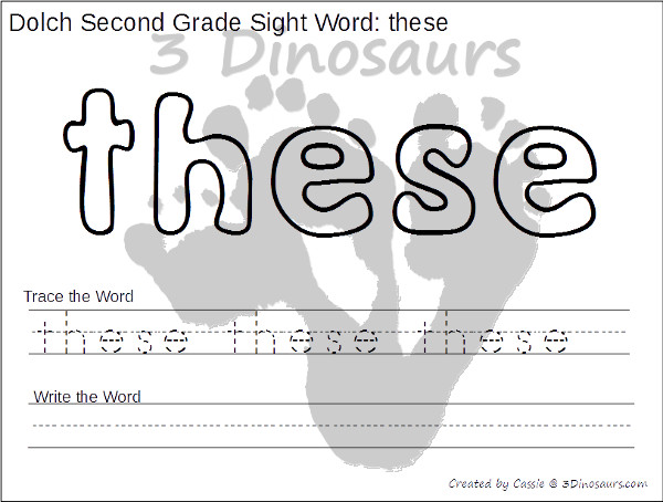 Free Dolch Second Grade Sight Words Playdough Mats with Tracing - 3Dinosaurs.com