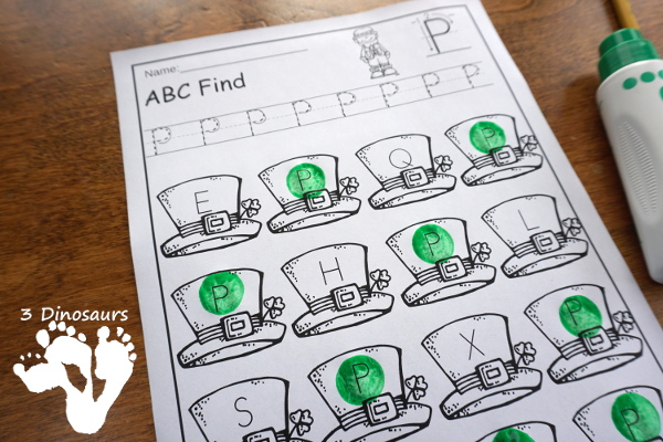 Easy to Use No-Prep St Patrick's Day ABC Finds: with options for uppercase and lowercase letters- 3Dinosaurs.com