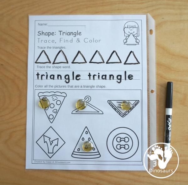 ABC, Numbers & Shapes Trace Color & Find - with 62 pages of printables that work on tracing, finding and coloring the matching item with all 26 letters of the alphabet, numbers 0 to 20 and 12 shapes. - 3Dinosaurs.com