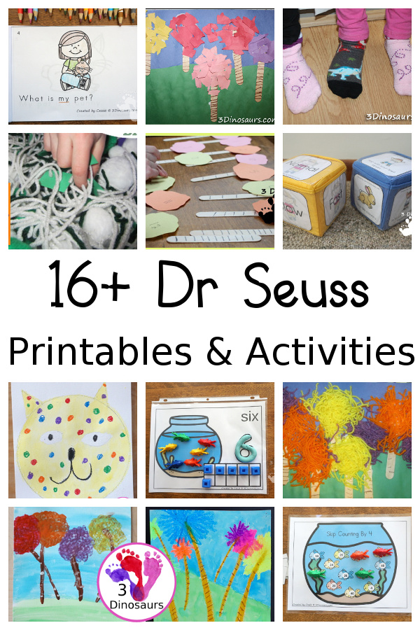 6 Fun Dr Seuss Activities - with gross motor, sensory bin, and crafts  - 3Dinosaurs.com