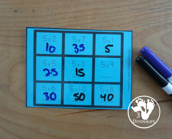 Free Multiplication Tic Tac Toe Printable - with four games boards for multiplication 1 to 12 - with 3 x 3 games for solving the equation games for kids to work on multiplication math facts - 3Dinosaurs.com