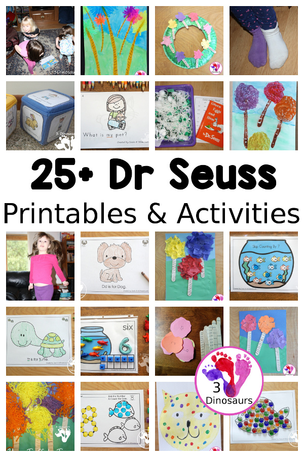 6 Fun Dr Seuss Activities - with gross motor, sensory bin, and crafts  - 3Dinosaurs.com