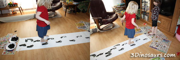 Dinosaur Themed Footprint Activity - having kids make their own track wave of footprints to learn more about dinosaur footprints - 3Dinosaurs.com