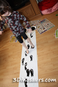 Dinosaur Themed Footprint Activity - having kids make their own track wave of footprints to learn more about dinosaur footprints - 3Dinosaurs.com