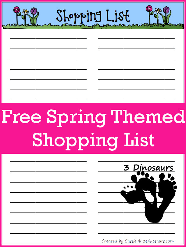 Free Spring Shopping List Printable - 3Dinosaurs.com