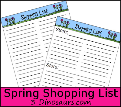 Free Spring Shopping List Printable - 3Dinosaurs.com