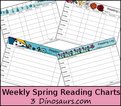 Free Spring Weekly Reading Charts Printable - 3Dinosaurs.com