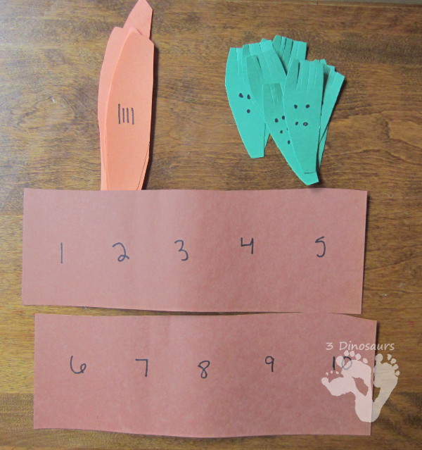 Carrot Number Matching Activity - to go with our reading the Tale of Peter Rabbit - 3Dinosaurs.com