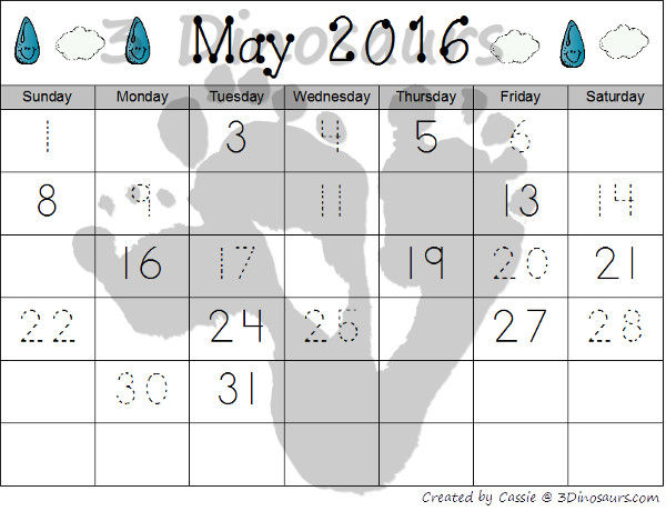 Free 2016 Rain Calendar - 3Dinosaurs.com