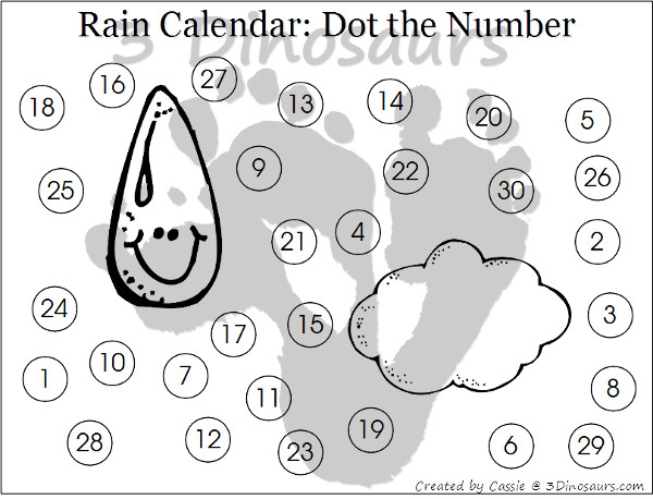 Free 2016 Rain Calendar - 3Dinosaurs.com