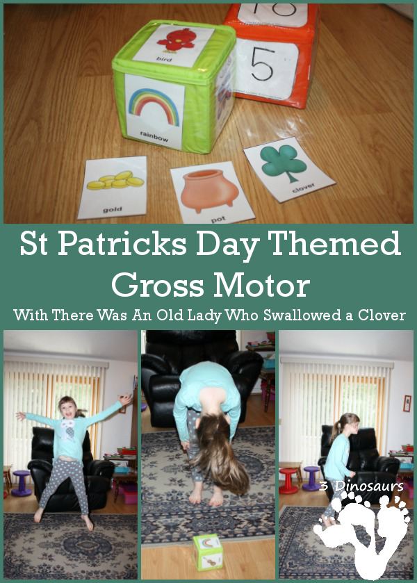 St Patrick's Day Gross Motor - to go with There was an Old Lady Who Swallowed a Clover - 3Dinosaurs.com